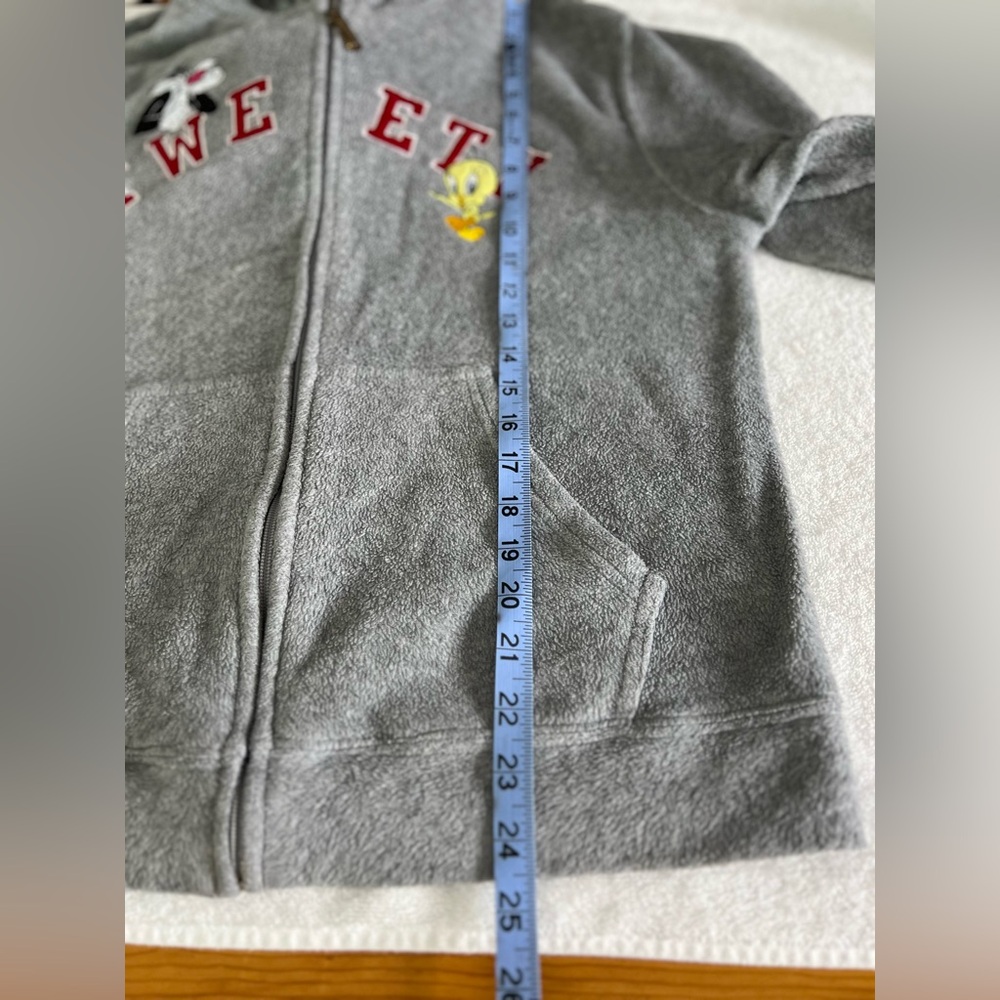 Vintage Looney Tunes Unisex Medium Warner Bros. Gray Sylvester Tweety Hoodie SZM - Picture 9 of 9